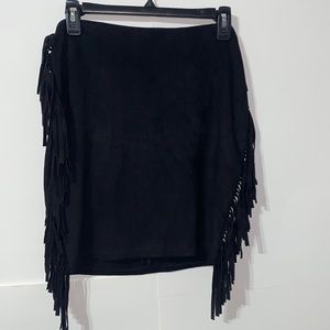 fringe mini skirt